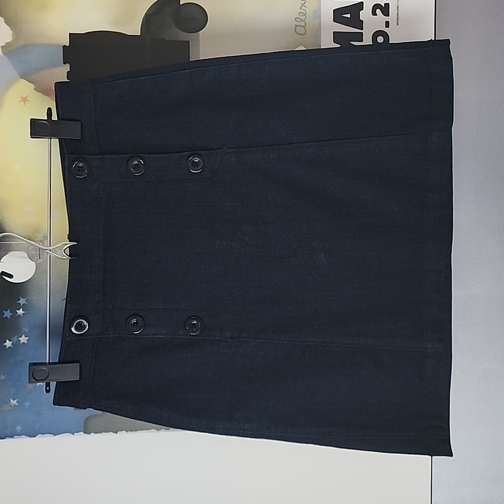 Blue Denim Skirt with Buttons